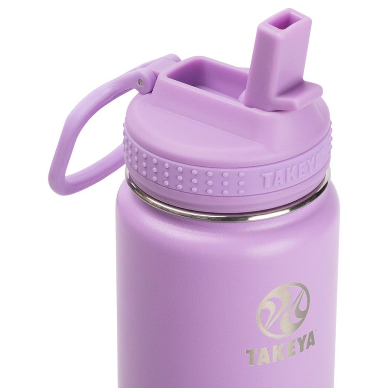 Takeya Actives 18 oz Water Bottle with Straw Lid - Double Wall Stainless Steel Insulation - Dishwasher Safe & BPA-Free - Removable Bumper - Lilac - Image 2
